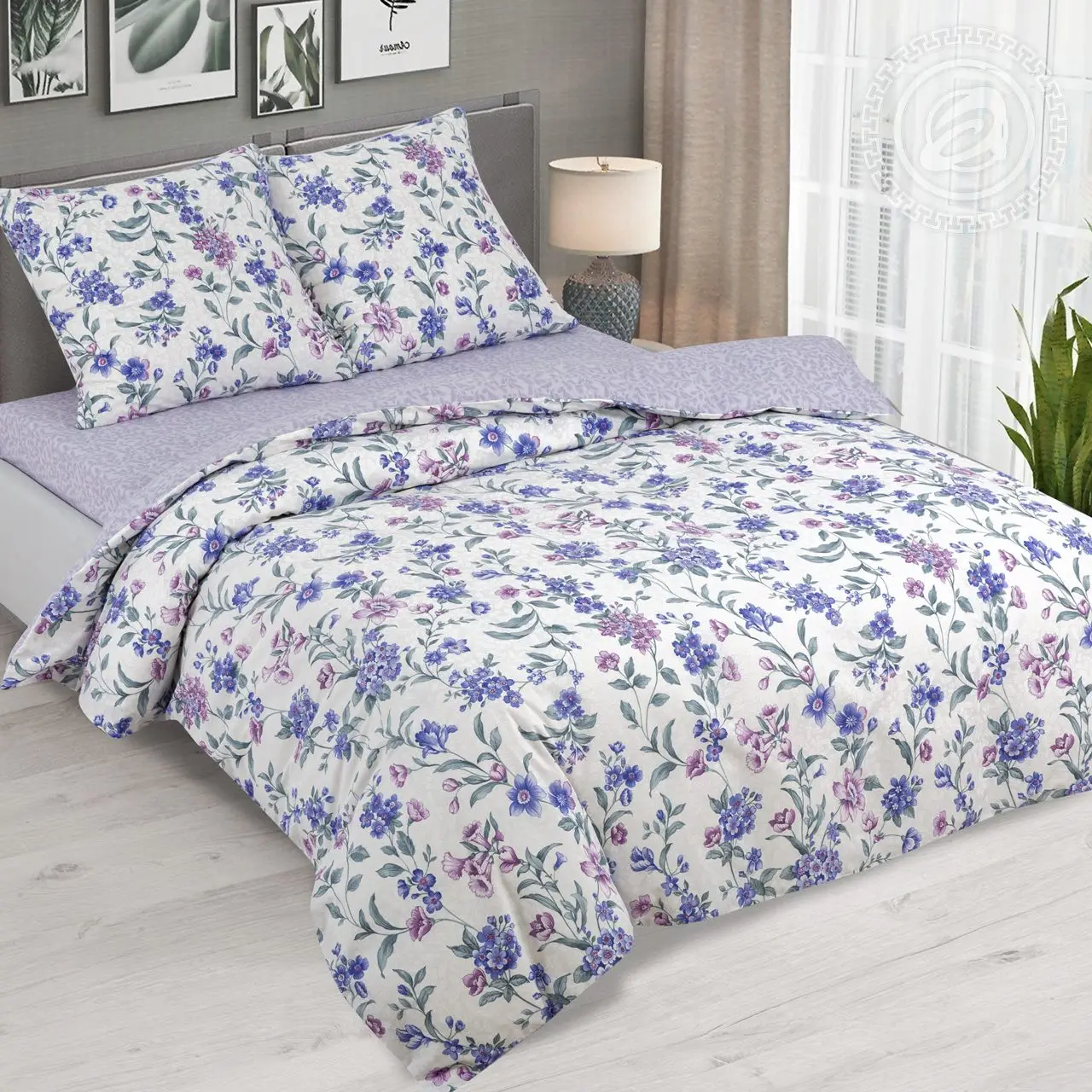 Постельное белье из поплина deluxe - Незабудка Размер: евро