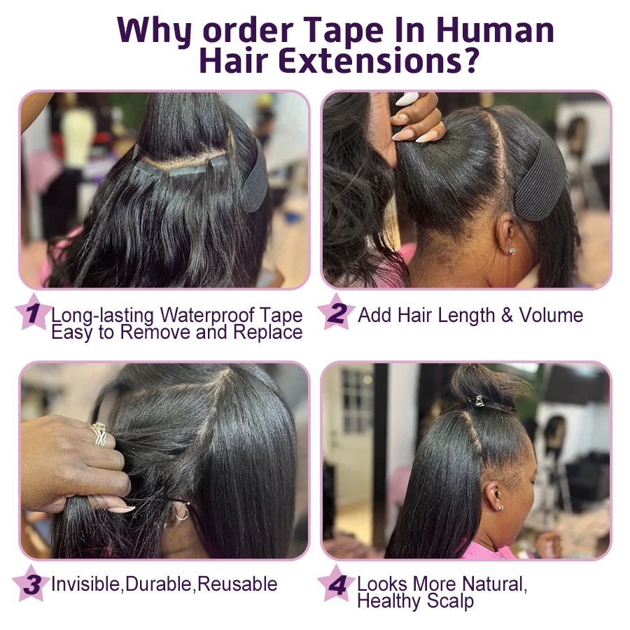 14-26 дюймовая лента Ins для наращивания клейкие невидимые натуральные волосы 40 шт.