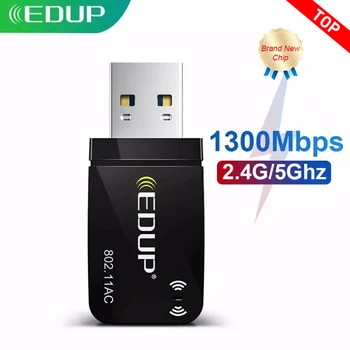EDUP 1300Mbps Mini USB WiFi Adapter Dual Band Wifi Network Card 5G/2.4GHz Wireless AC USB Adapter for PC Desktop Laptop Win11 1