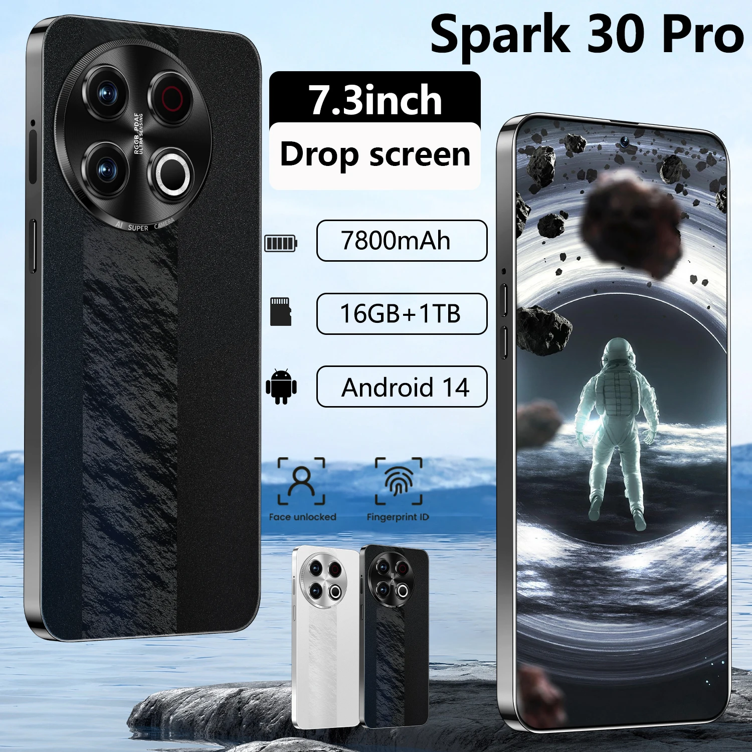 2025 Новый смартфон Spark 30 Pro 5G 7 3 дюйма HD 22G + 2T сотовый телефон 7800 мАч мобильные