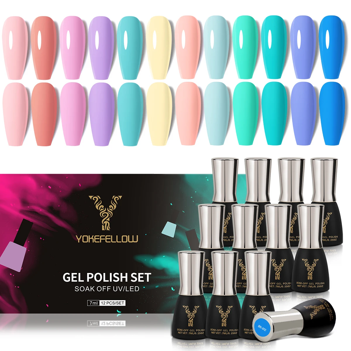 

YOKE FELLOW Nail Gel Polish 12colors/set Popular Gorgeous Color Soak Off UV LED Full Coverage Nails Varnish Nail Art Decoration