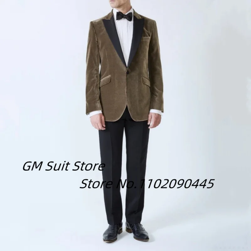 2022 Men's Suit Autumn Winter Suede Velvet 2-piece Set Of Slim Lapel Solid Color Comfortable Suitable For Wedding Handsome Groom