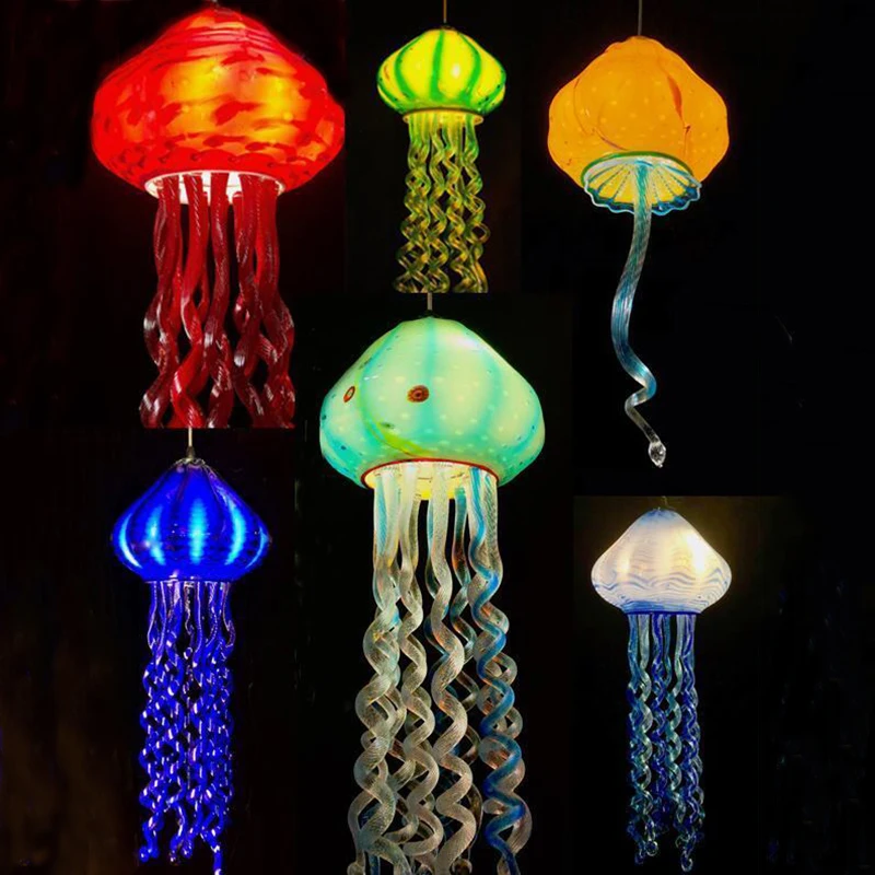 LONGREE стеклянная люстра с Медузой художественный декор Подвесная лампа из дутого