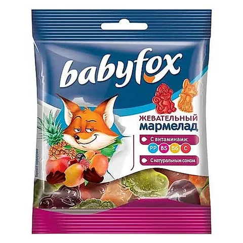 «BabyFox», мармелад жевательный с соком ягод и фруктов, 30 г - изображение