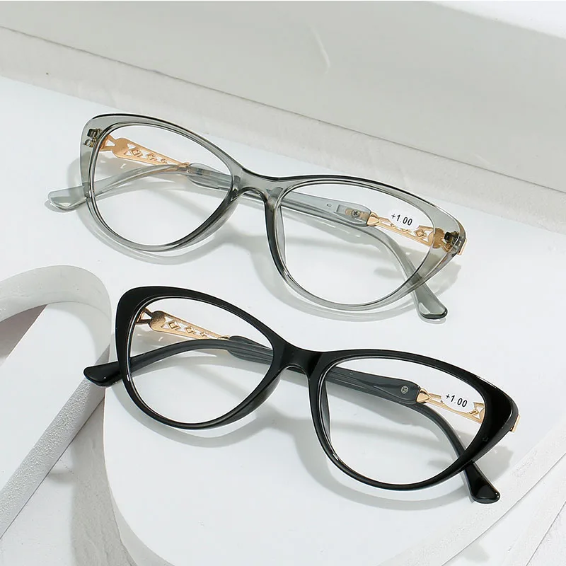 

Fashion cat eye reading glasses farsighted +100 +250 Women's presbyopic eyeglasses Men's Hyperopia business spectacles