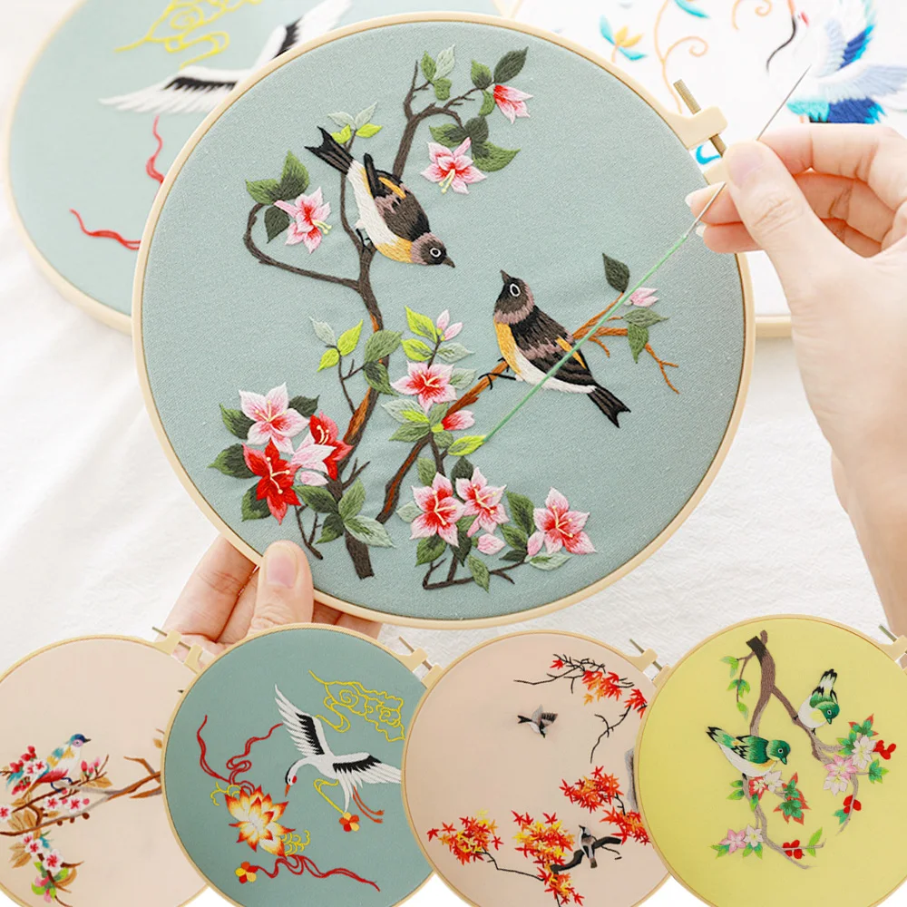 

Chinese Style Embroidery Kit Birds Pattern Embroidery Kit for Beginner Diy Handmade Embroideri Fancywork Sewing Cross Stitch Set