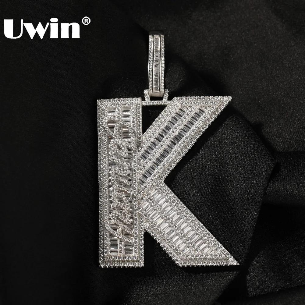 UWIN-colgante de letra inicial personalizado para hombre, collar de letra K grande