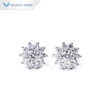 tianyu gems 925 sterling silver 18k gold plated earrings for women sunflower moissanite stud earring wedding jewelry accessories