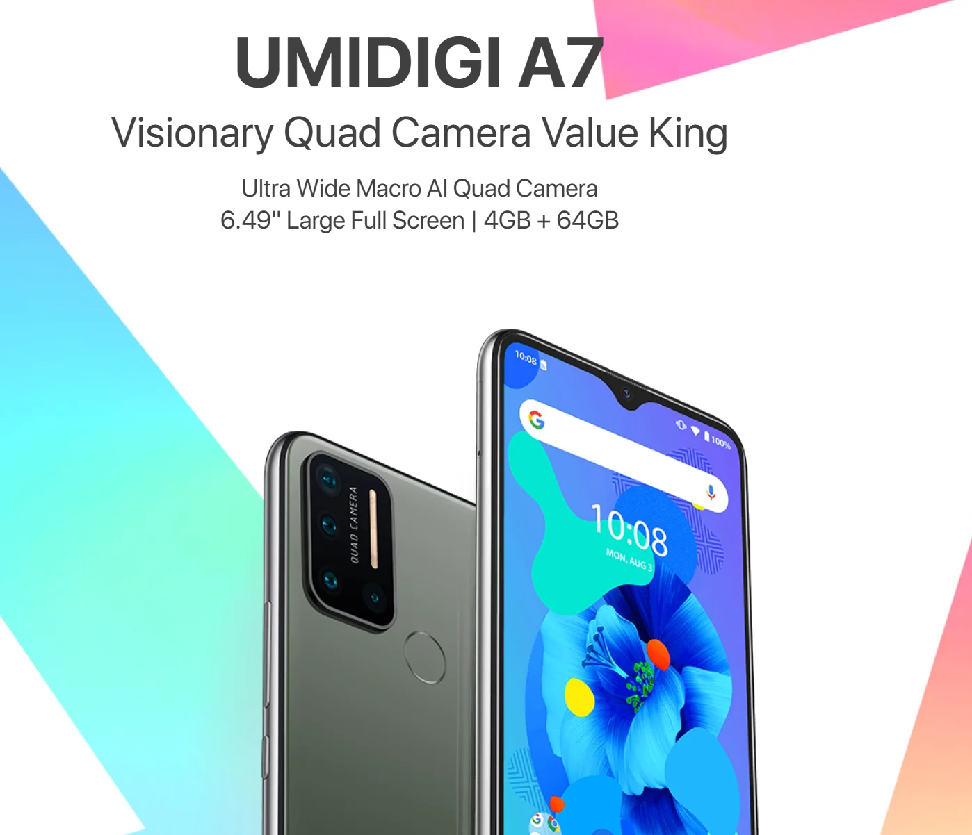 

Used Original Touch screen + LCD display+motherboard 4G RAM+64G ROM for UMIDIGI A7 Helio P20 Octa Core 6.49" HD+ Free shipping