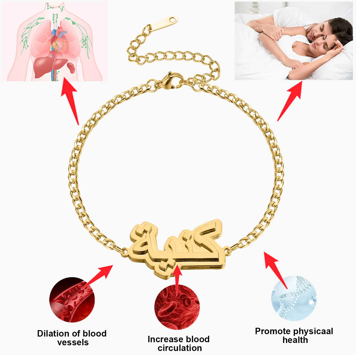 Новинка 2022 браслет с арабским именем терапевтический камень Золотая табличка