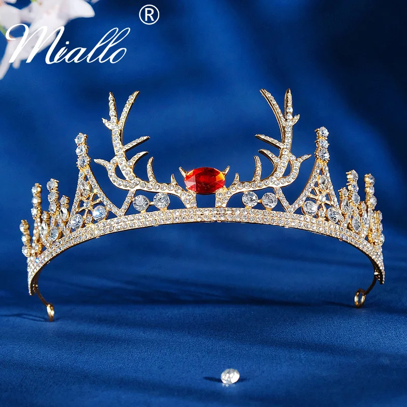 

Рождественские рога Корона Стразы Диадемы и короны для женщин аксессуары для волос хрустальные украшения для волос золотой цвет головной у...