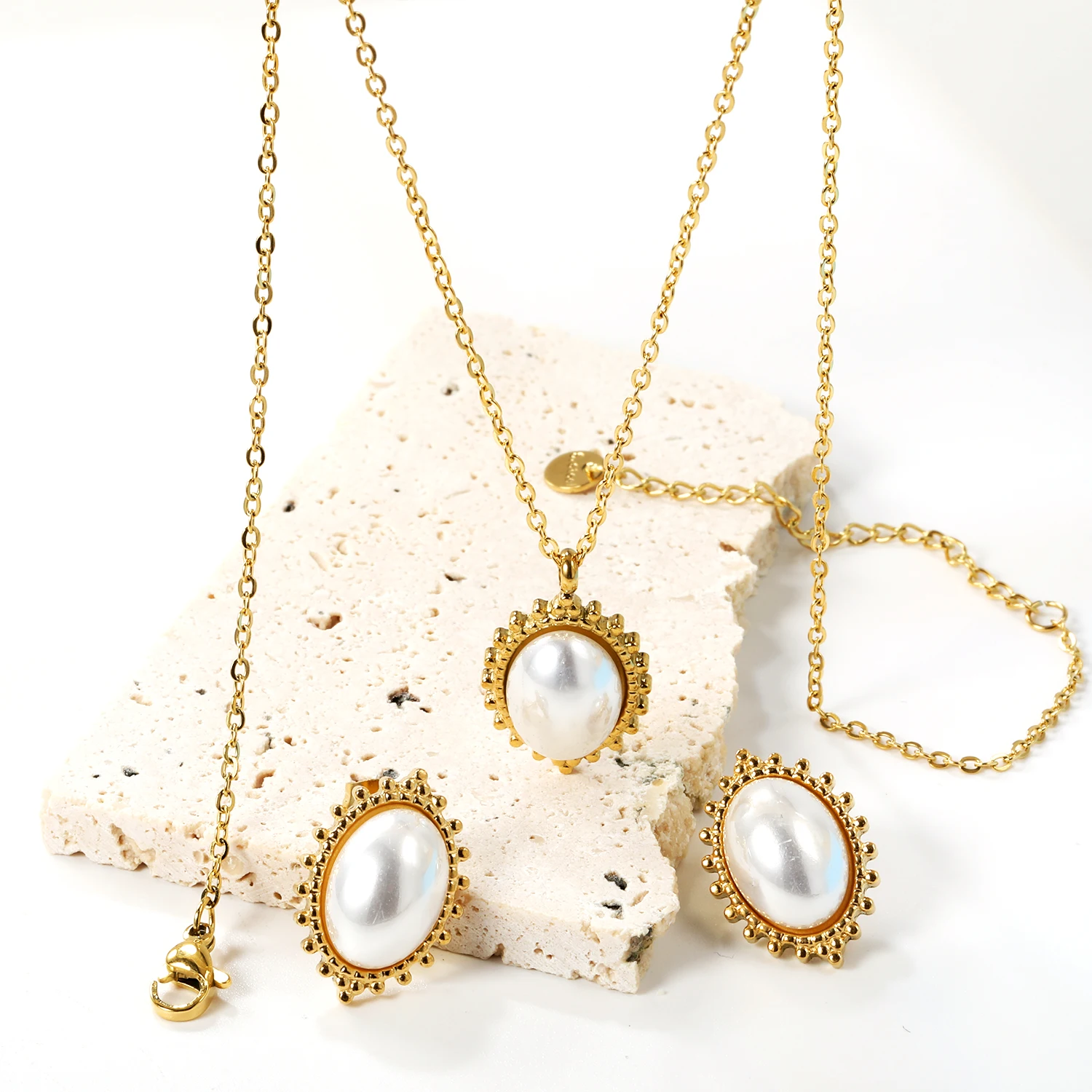 Роскошные белые овальные жемчужные серьги LUXUKISSKIDS из нержавеющей стали