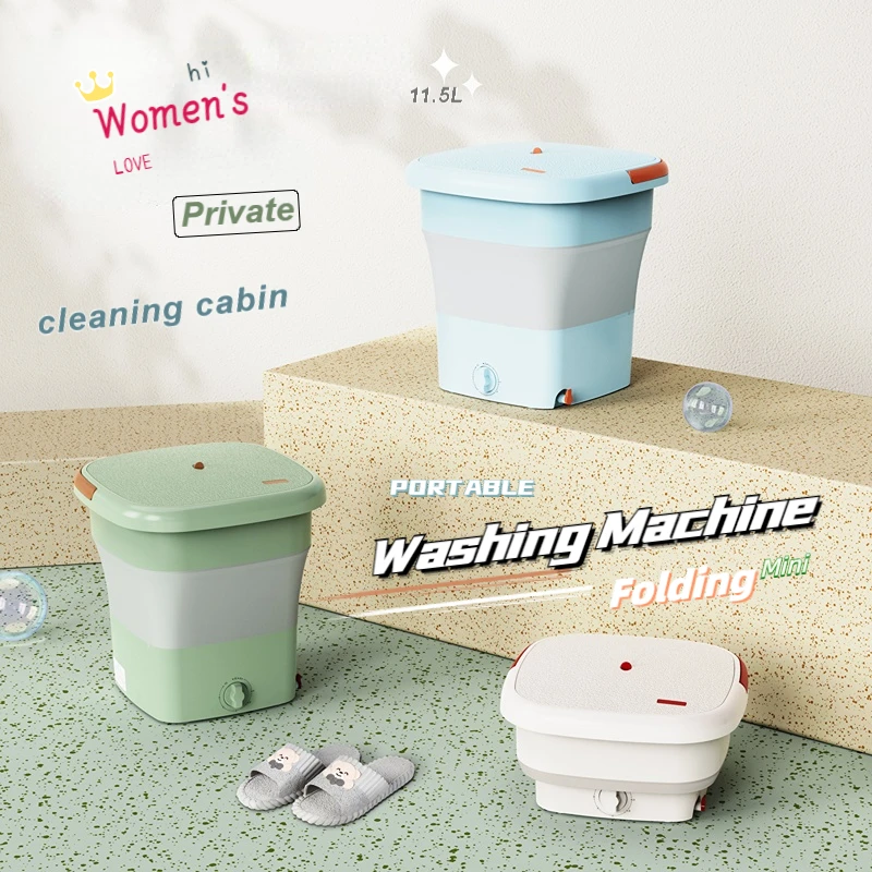 

11.5L Large Capacity Folding Washing Machine Small Portable Household Underwear Panty Socks Ultrasonic Washer