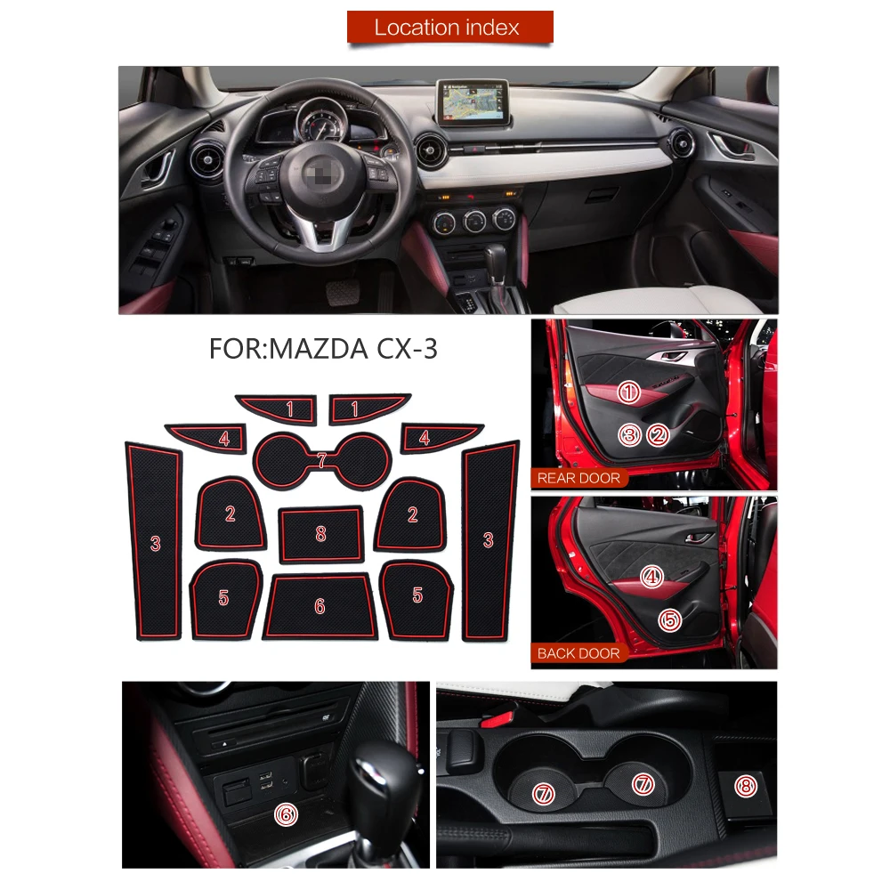 Резиновый дверной коврик с желобом для Mazda CX-3 CX3 CX 3 2016 ~ 2021 2017 2018 подушка слот