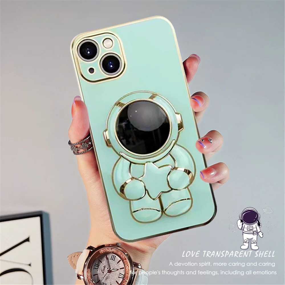Phone Stand Case For Iphone 14 14Pro13 12 11 Pro Max XS XR for Iphone 6 7 8 plus Protect Cover with Phone Lazy Holder Astronaut