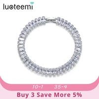 luoteemi square crystal tennis bracelet for women men bracelet cubic zirconia jewelry for bridal wedding kpop bijoux femme luxe