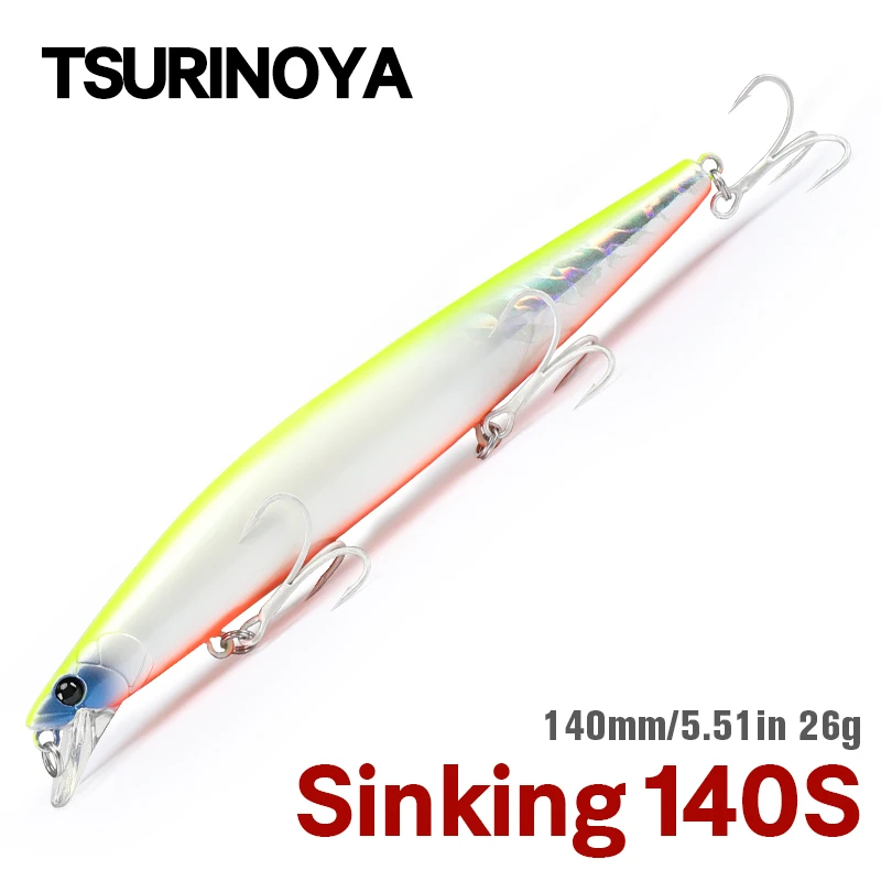 TSURINOYA 140mm 26g 140S Tungsten Weight System Sinking Fishing Lures Minnow Long Casting  Crank Wobber Jerkbait Hard Baits Pike