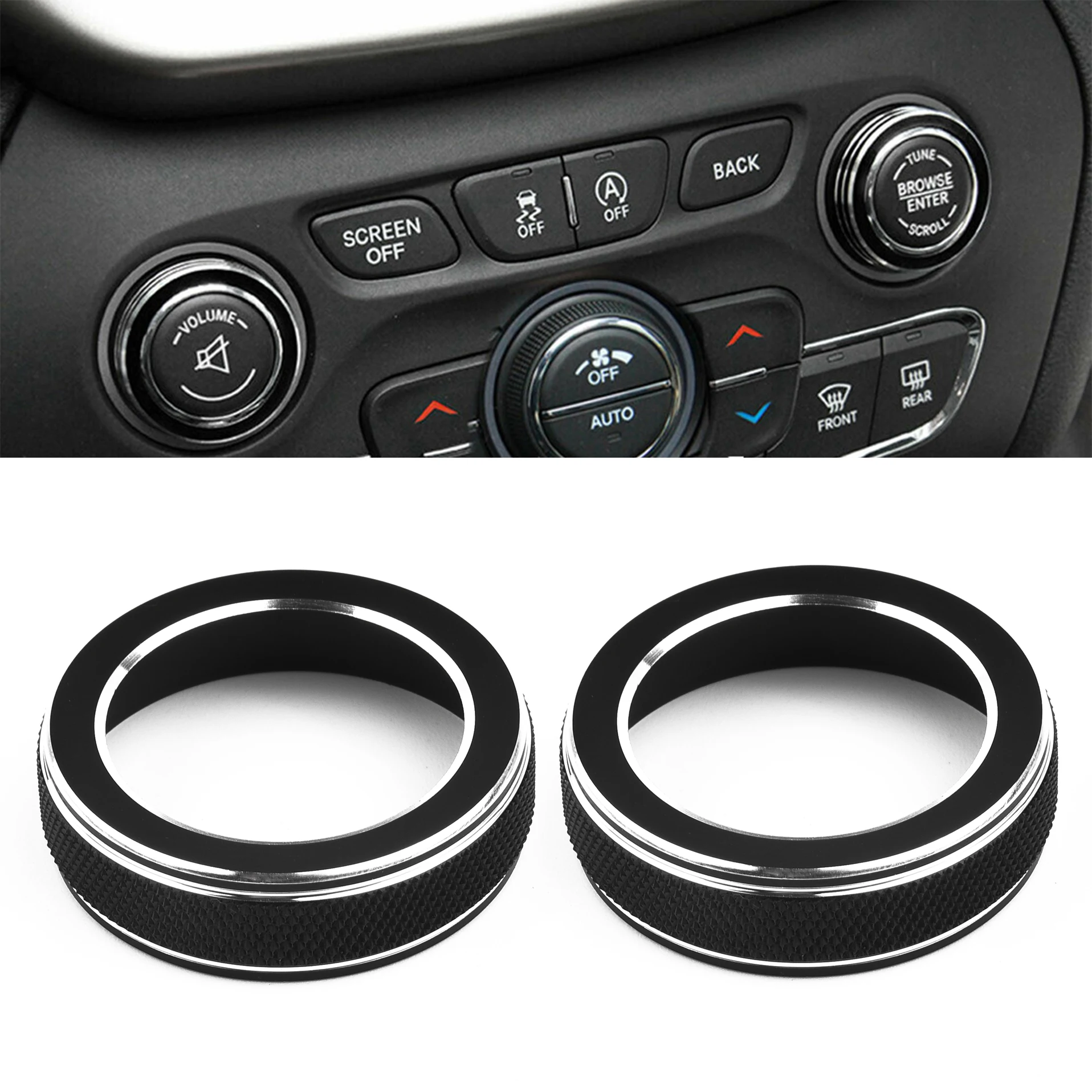 

Fit For Jeep Grand Cherokee Volume Knob Cover Central Pair Volume Central Volume Cherokee Fit For Jeep Knob Ring Trim Cover New