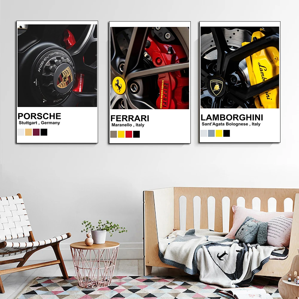 

Modern Super Sport Car Brake Sign Poster And Print Race Car Canvas Painting Wall Art Living Boy Room Home Decoration Fan Gift