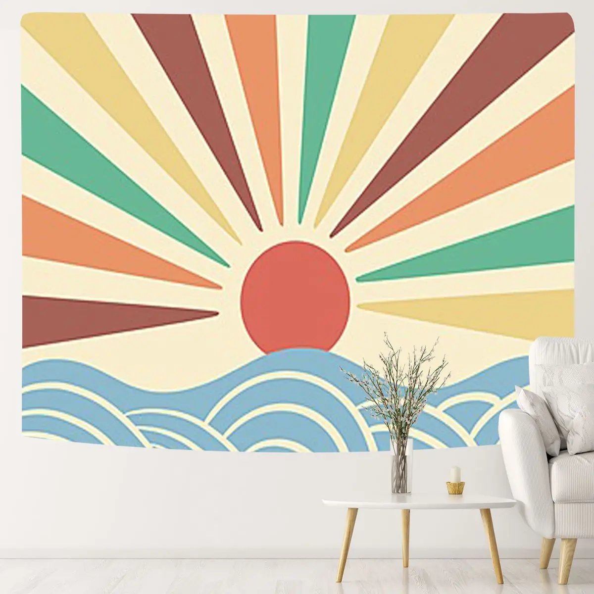 

Rainbow Sunrise Tapestry Boho Wall Hanging Hippie Geometric Abstract Art Dorm Living Room Office Decor