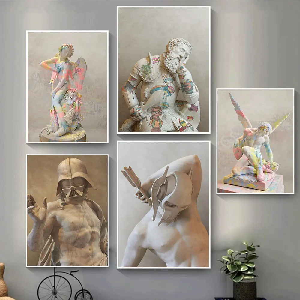 

Граффити знаменитая скульптура Холст Картина настенный художественный плакат и печать высокое качество картина для современной комнаты у...