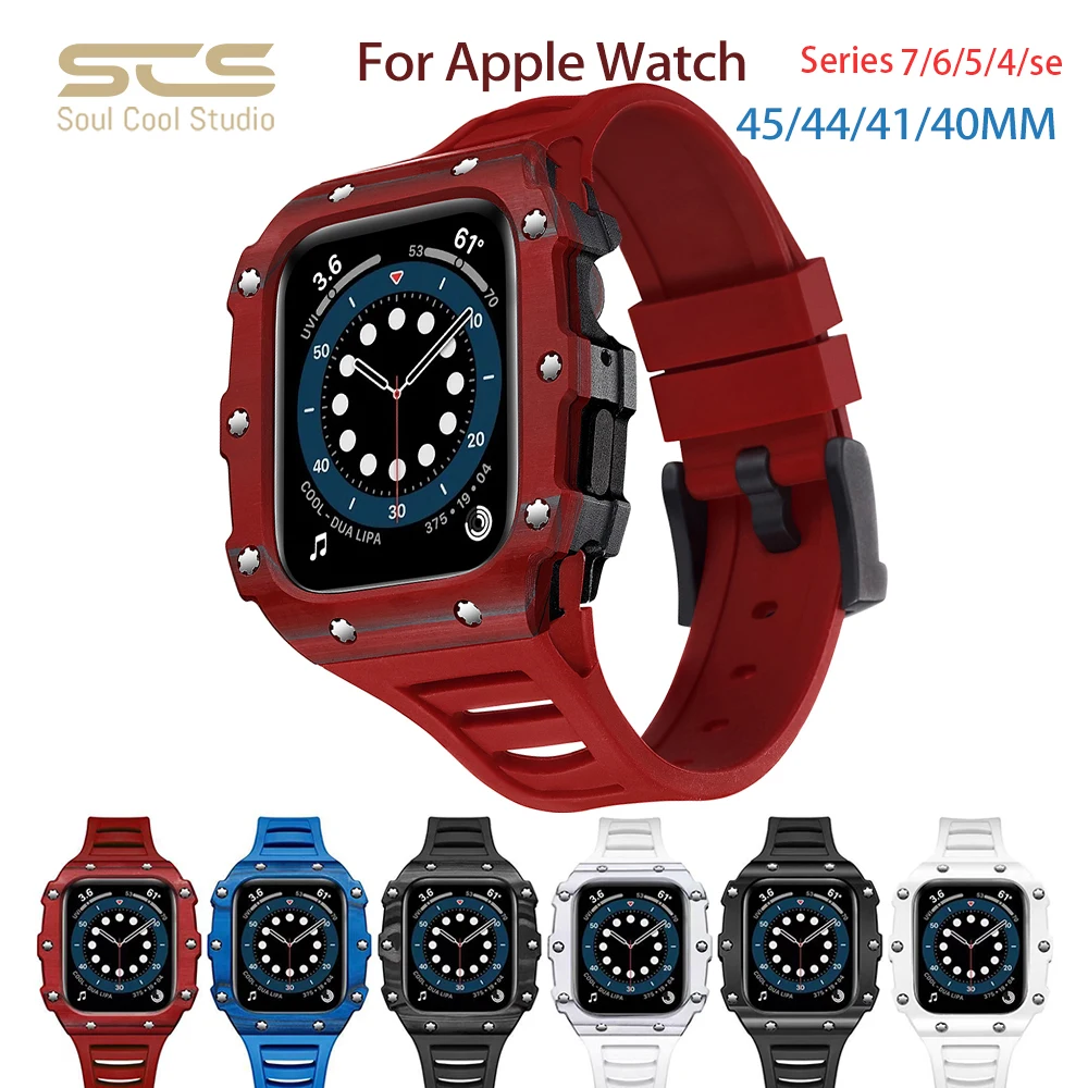 Carbon Fiber Case For Apple Watch Series 7 Ceramic modificatio Kit 41mm 44mm 45mm Stylish and Lightweight RM For iWatch 4/5/6/SE