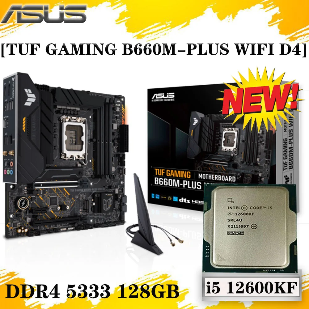 

Asus TUF GAMING B660M PLUS WIFI D4 Motherboard Set Combo+I5 12600KF CPU DDR4 128GB 5333OC M.2 Intel B660 Placa-mãe LGA1700 Kit