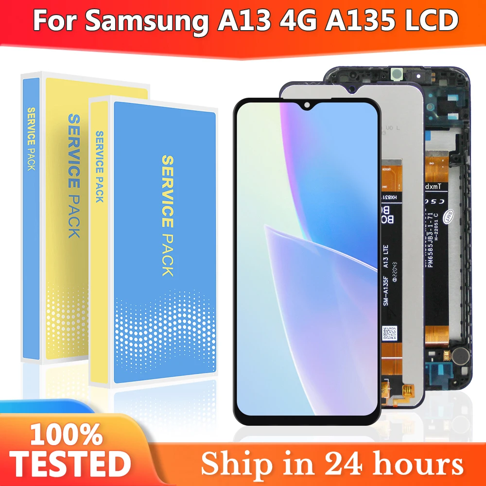 

ЖК-дисплей 6,6 дюйма для Samsung Galaxy A13 4G, сенсорный экран с цифровым преобразователем в сборе для Samsung A13, LTE, A135F, A135B, A135U, экран