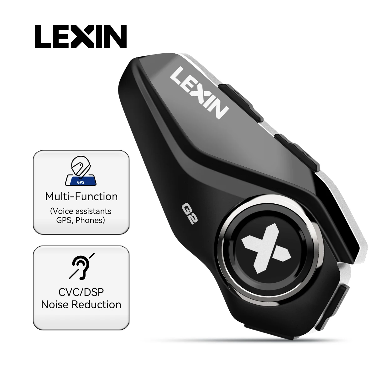Гарнитура для мотоциклетного шлема LEXIN, Bluetooth-устройство с большими кнопками, подходит для 6 водителей, DSP