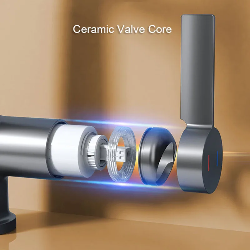 Вытяжной подъемный кран с цифровым дисплеем температуры смесители для раковины