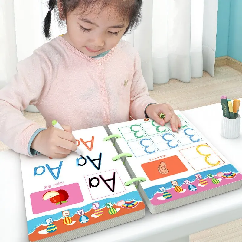 

Children Drawing Tablet Pen Control Hand Training Shape Math Match Games Set Educational Books Montessori Math Learning Libros