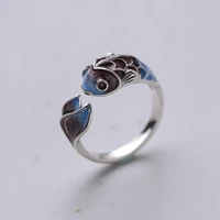 exquisite luckly koi fish ring for women fashion silver color cute animal rabbit finger rings hummingbird flower party jewelry