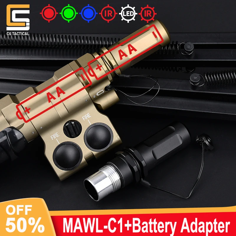 

WADSN MAWL C1+ Laser Green Red Blue Laser EC2 Endcap Aiming Device IR Illumination With Latest CNC Metal MAWL AA Battery ADAPTER