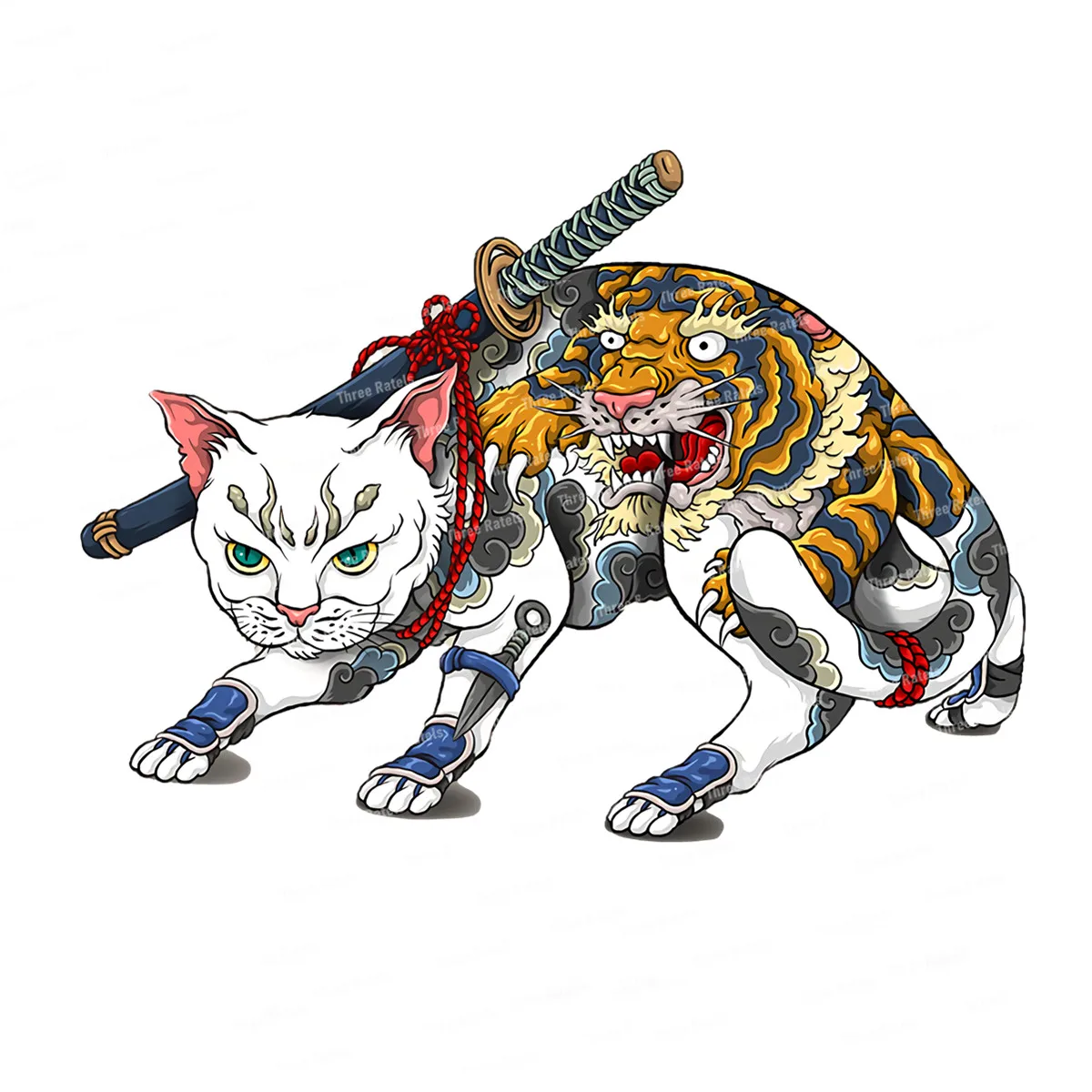 Автомобильные наклейки I480 Neko Kitty Япония самурайский Кот модные креативные окна