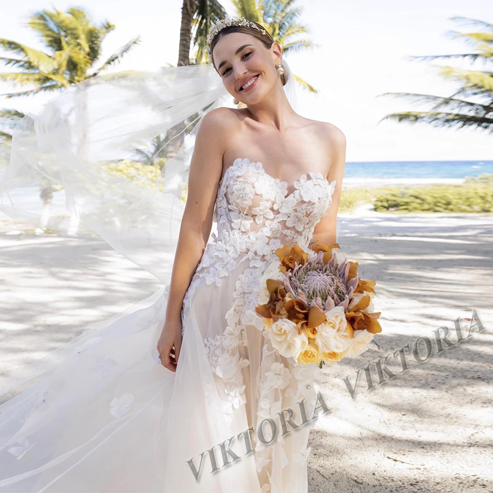 

VIKTORIA Modern 2023 Wedding Dresses Sweetheart 3D Flower Pleat For Bride A-LINE Appliques Women Vestidos De Novia Made To Order