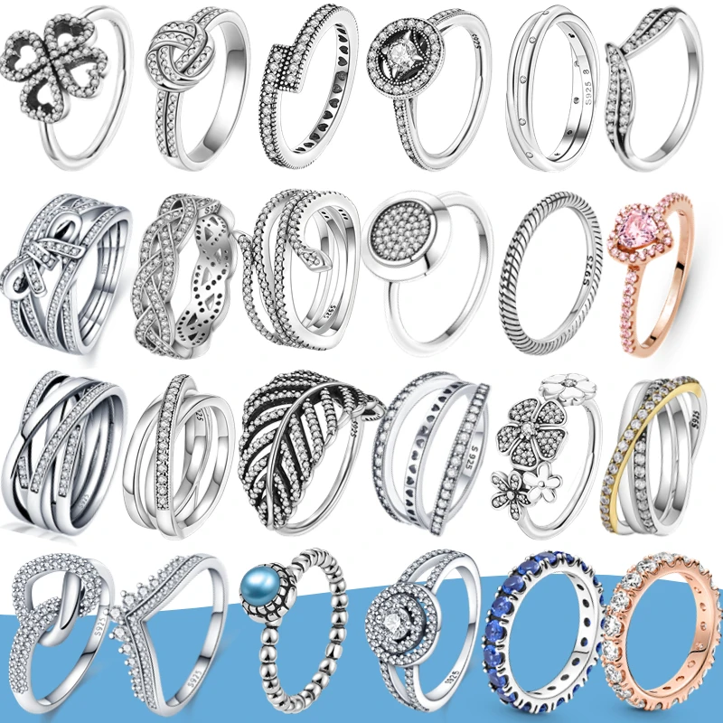 

2022 New Collection 925 Sterling Silver ring heart&flowers four-leaf clover rings for women luxury Jewelry party engagement ring