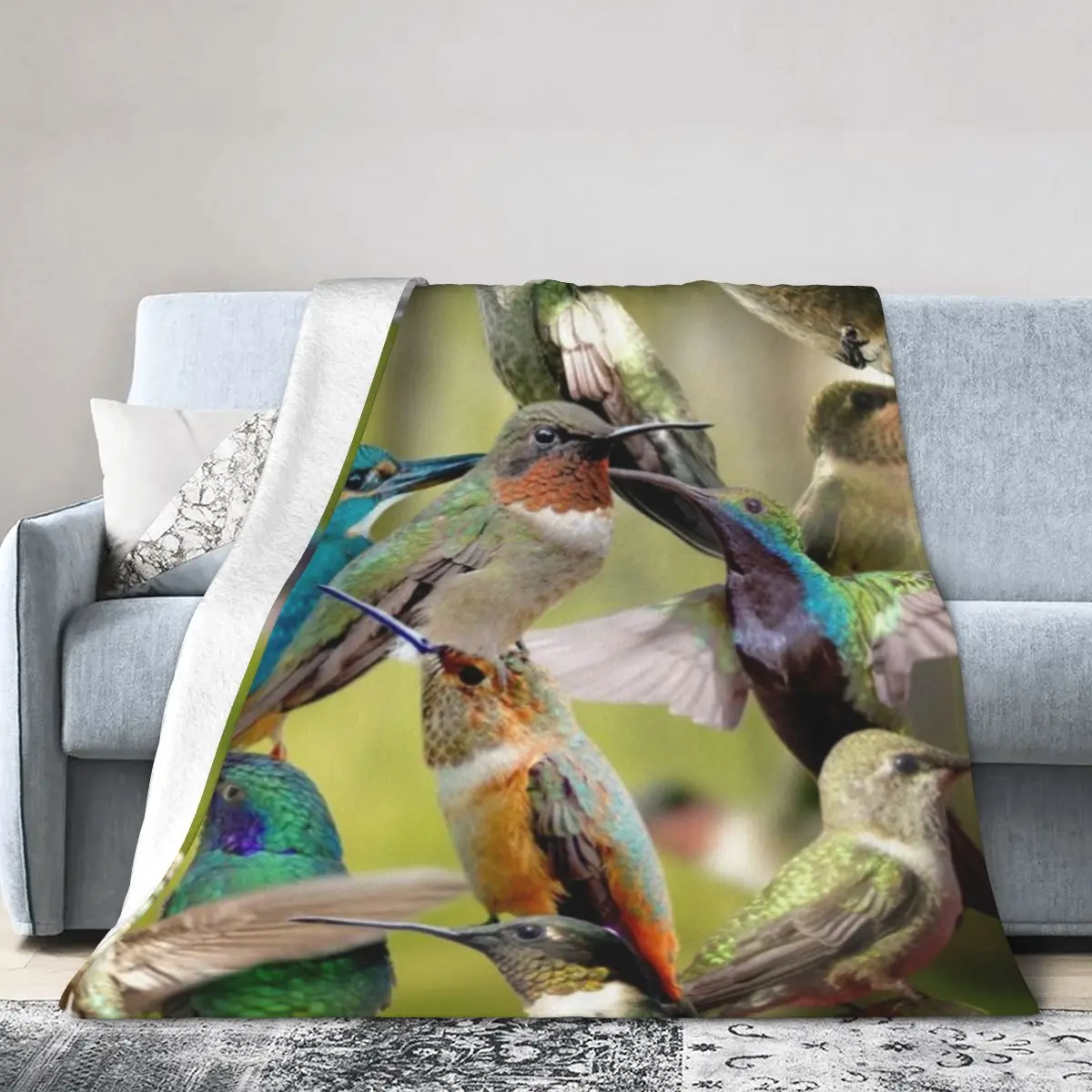 

Humming Birds Soft Throw Blanket Animal Pattern Blankets Lightweight Tufted Fuzzy Flannel Fleece Throws Blanket for Sofa Couch
