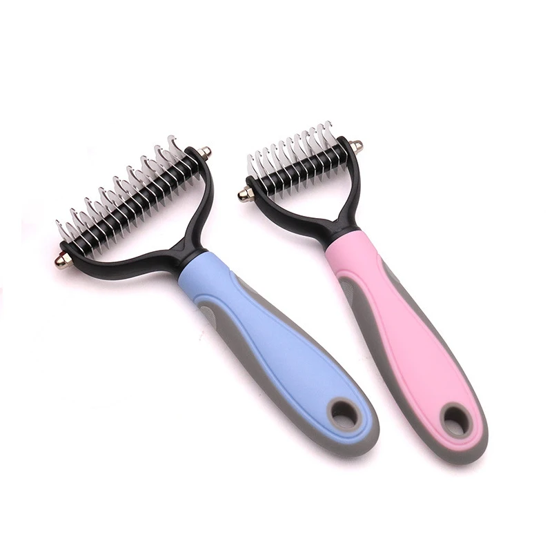 

Pets Fur Knot Cutter Dog Grooming Shedding ToolsCat Hair Removal Comb Brush Double Sided Products Supplier