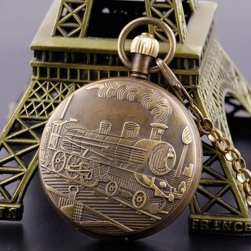 Vintage 2 Sides Open Case Pocket Watches Mechanical Movement Mens Chain Watch High Quality Luxury Pendant with Chain Gifts
