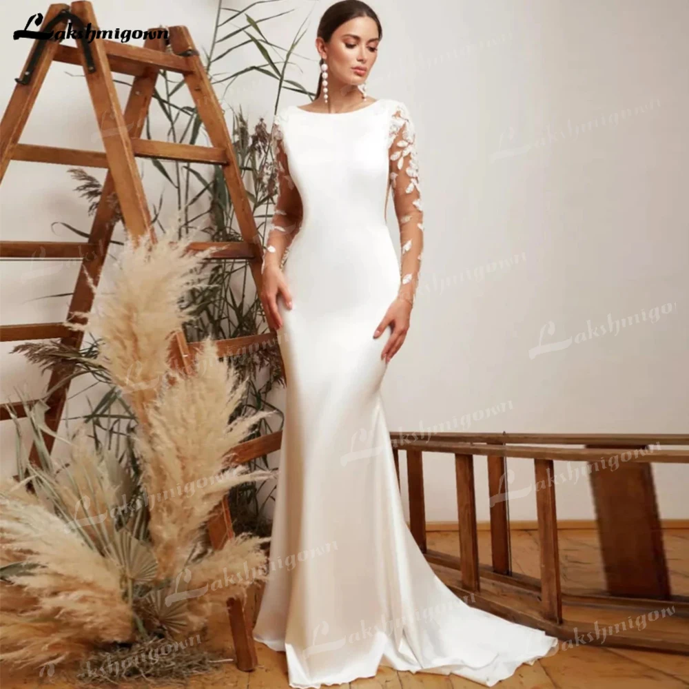 

Элегантное свадебное платье-русалка, модель 2023 года, с длинным рукавом, женское платье со шлейфом и пуговицами для невесты, индивидуальный пошив