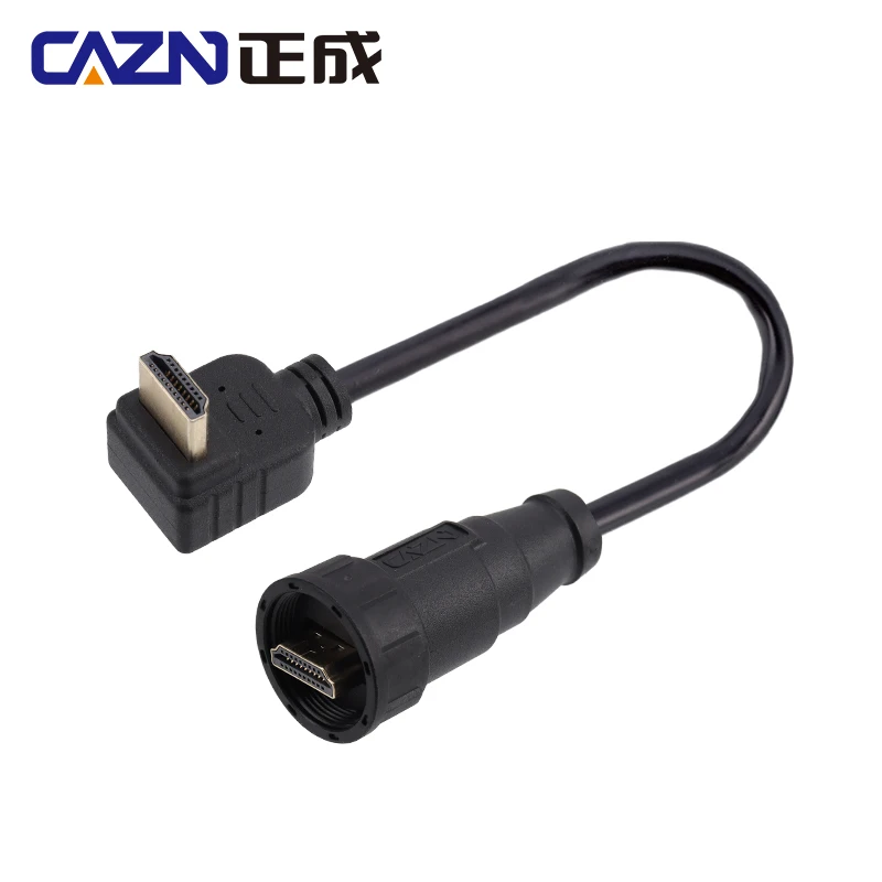 

HDMI водонепроницаемый IP67 прямоугольный Штекерный кабель с резьбой 4K 60 Гц позолоченный Сертифицированный высокоскоростной кабель HDMI