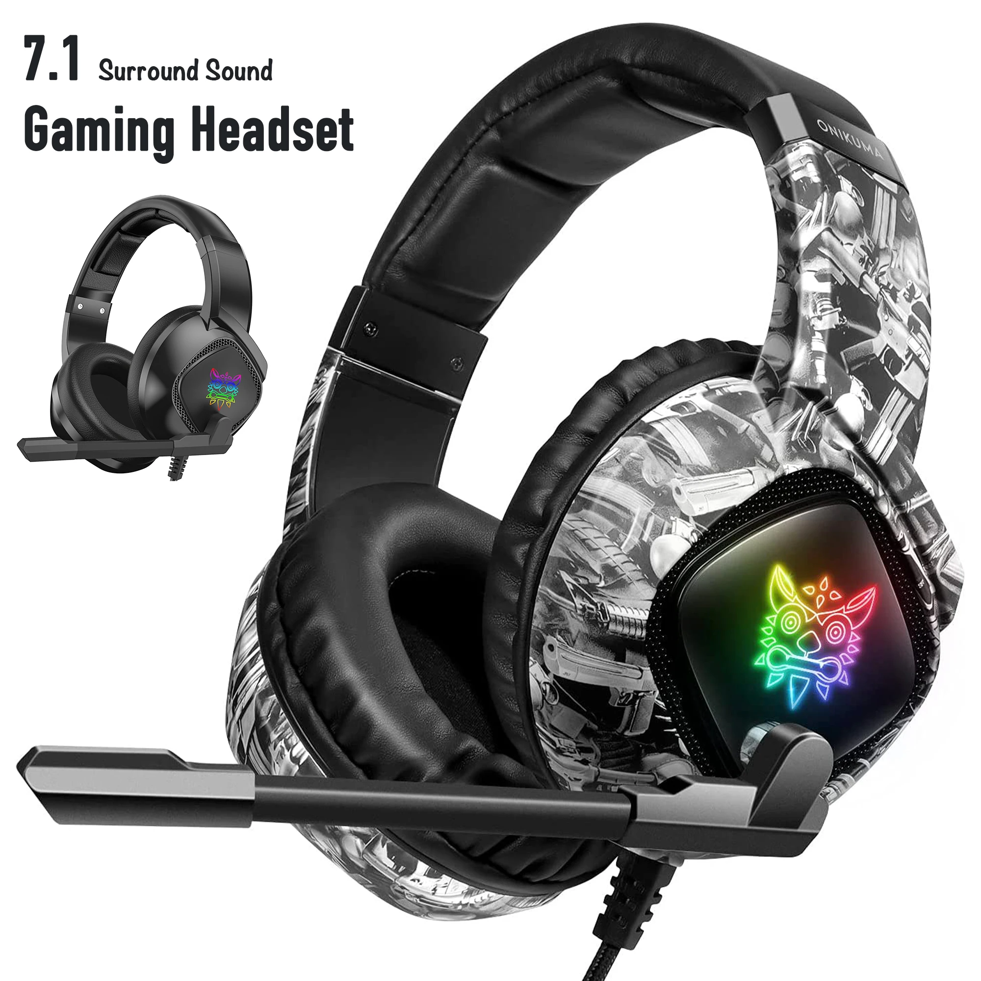

Gaming Headset with Microphone Headphones Noise Cancelling Mic Switch PS5 4 Headset Surround Sound Headsets for Xbox One Compute