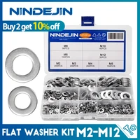 6201010pcs flat washer set stainless steel m2 m3 m4 m5 m6 m8 m10 m12 ring gasket set plain washers metal washer assortment kit