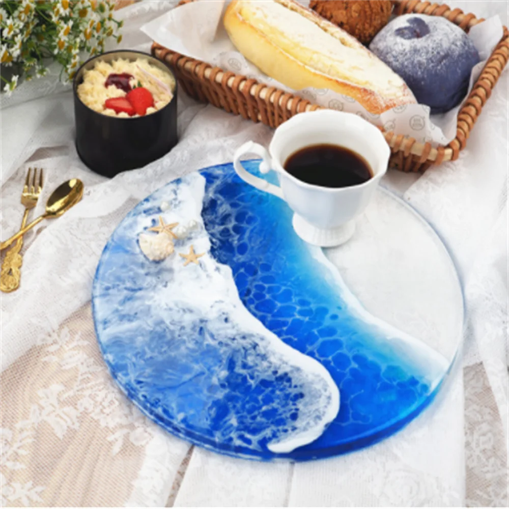 

300mm Large Circle Resin Tray Mold Silicone Wave Dish Mould Round Serving Epoxy DIY Art Coaster Clock Casting Home Decoration