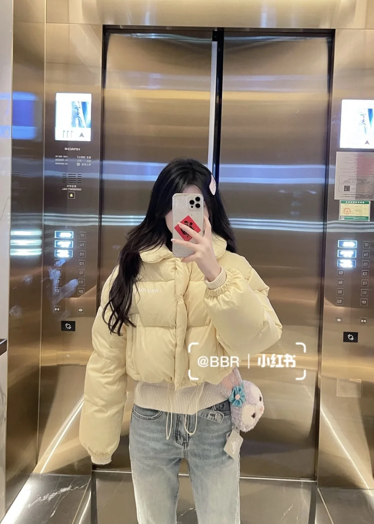 Пуховик В СтилеMiu Miu Ветрозащитный Против Пятен Тонкая Посадка Зимняя Утепленная