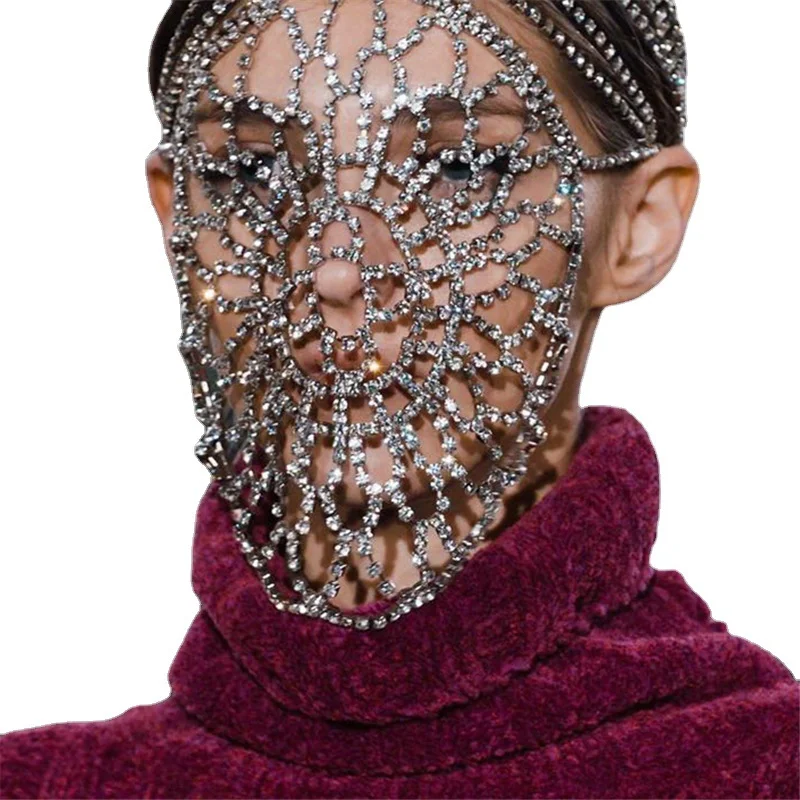 Модная блестящая маска стразы ювелирные изделия для лица женщин Хэллоуина
