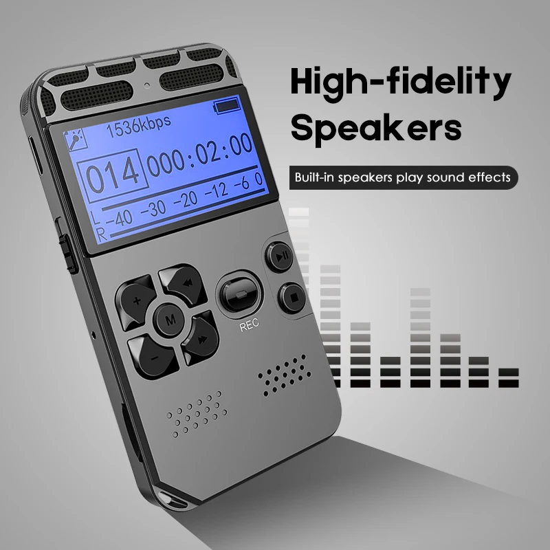

Advanced Voice Recorder Noise Reduction, MP3 Player Activation, USB Charging, Lossless Dictaphone - Clear Recordings LED Display