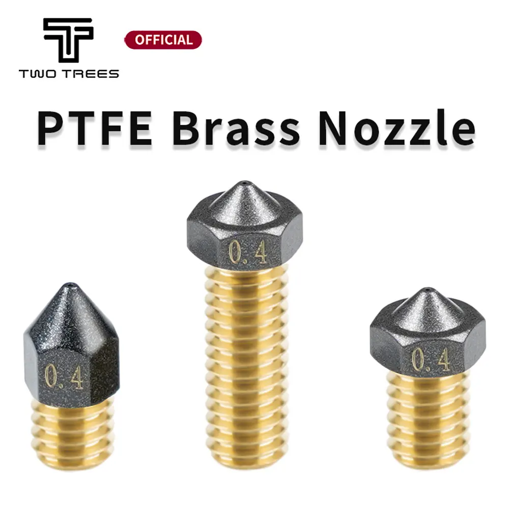 

Twotrees Volcano/MK8/E3D Brass PTFE coating Nozzle Non stick filament 0.4MM Extruder Print Head Nozzle For 1.75MM Ender-3V2