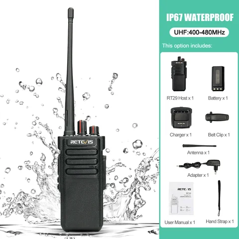 RETEVIS RT29 10W Walkie Talkie Longo Ranco de Longo 3-5 km poderoso IP67 VHF à prova d'água ou UHF 1PC ou 2pcs Durável estação de rádio bidirecional durável
