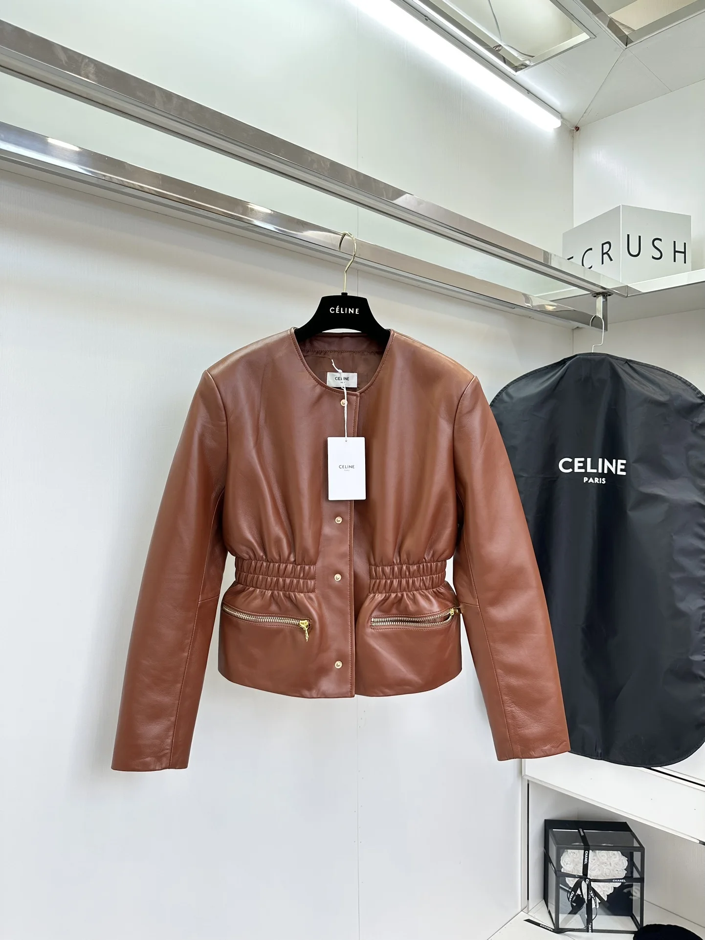 копия 1: 1 Прохладная Женская В Стиле CELINE Весенне-осенняя Из Кожи Мотоциклетная